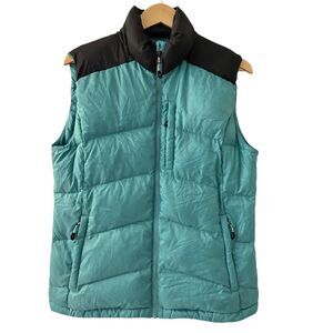EMS Women's Teal and Blue Down Filled‎ Zip-Up Packable Puffer Vest – Size M